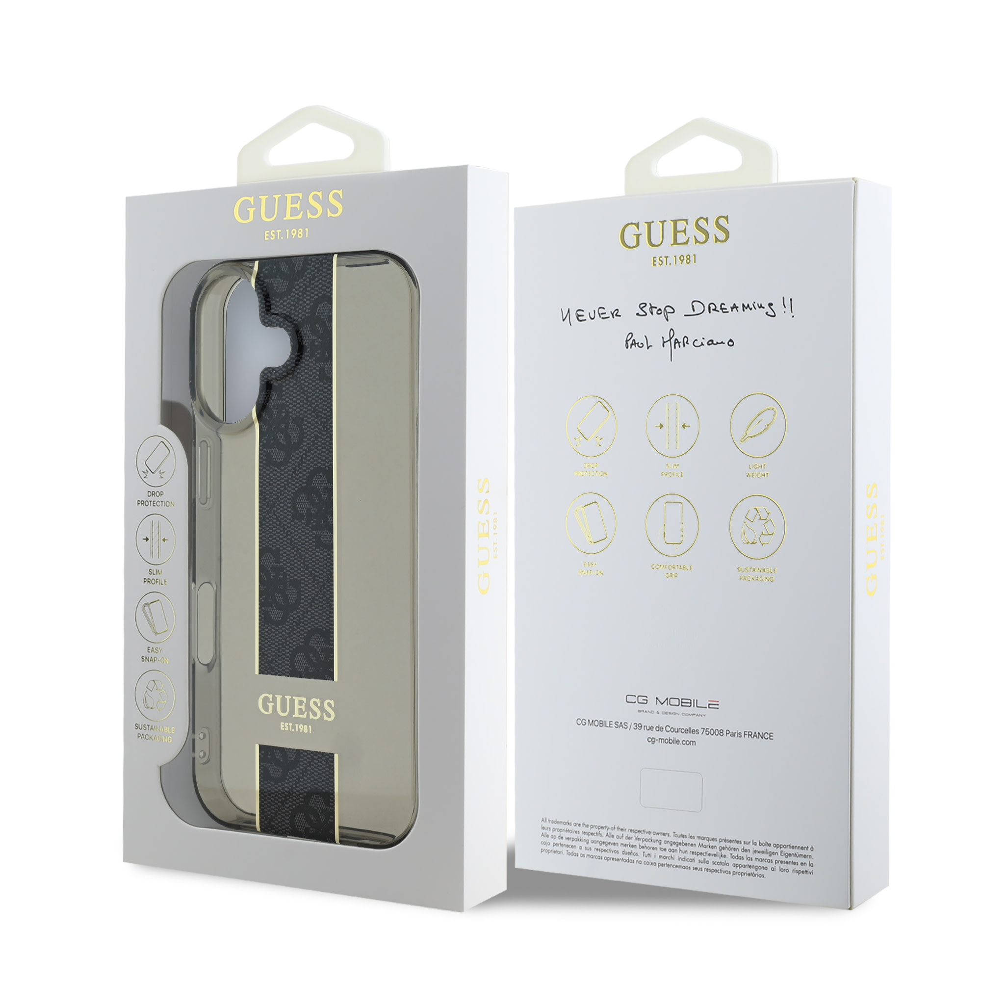 Guess Guess iPhone 16 Backcover hoesje IML 4G Stripe - Zwart, foto 6 van 6