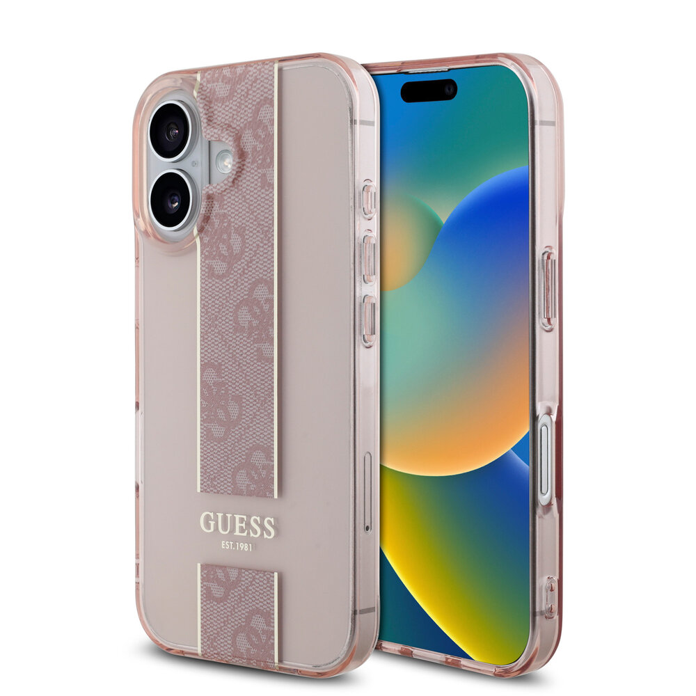 Guess Guess iPhone 16 Back cover case - IML 4G Stripe - Pink Guess Guess iPhone 16 Back cover case - IML 4G Stripe - Pink