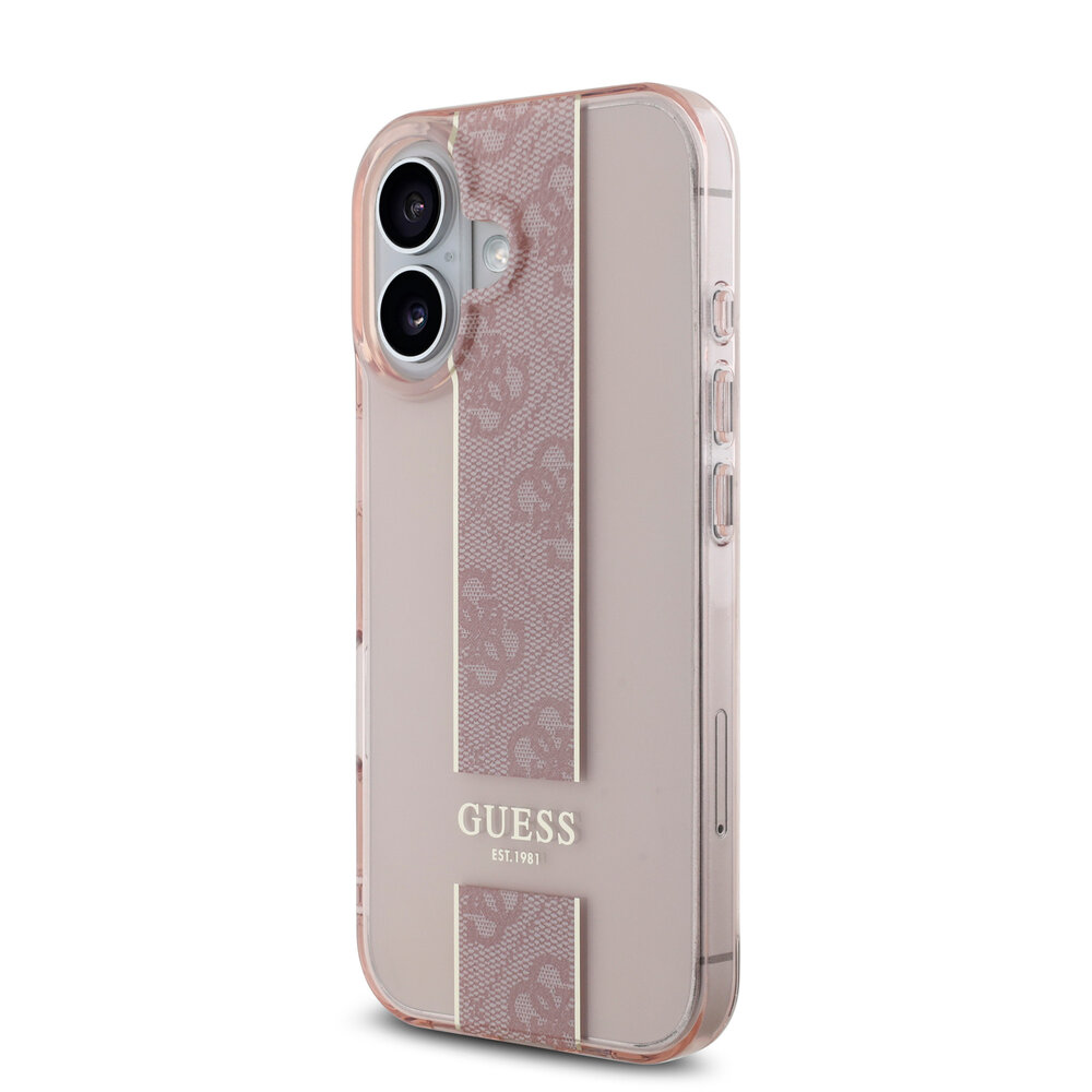 Guess Guess iPhone 16 Back cover case - IML 4G Stripe - Pink Guess Guess iPhone 16 Back cover case - IML 4G Stripe - Pink