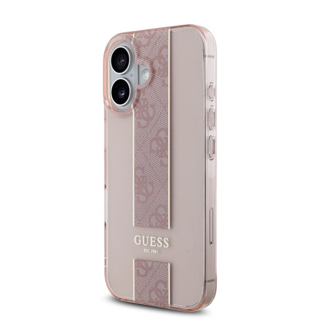 Guess Guess iPhone 16 Back-Cover hul - IML 4G Stripe - Rosa Guess Guess iPhone 16 Back-Cover hul - IML 4G Stripe - Rosa