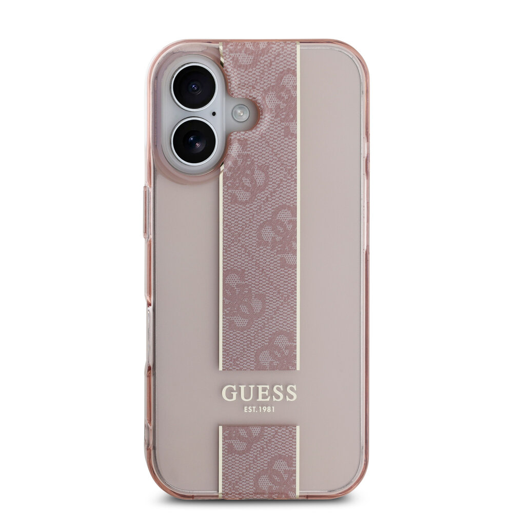 Guess Guess iPhone 16 Back cover case - IML 4G Stripe - Pink Guess Guess iPhone 16 Back cover case - IML 4G Stripe - Pink