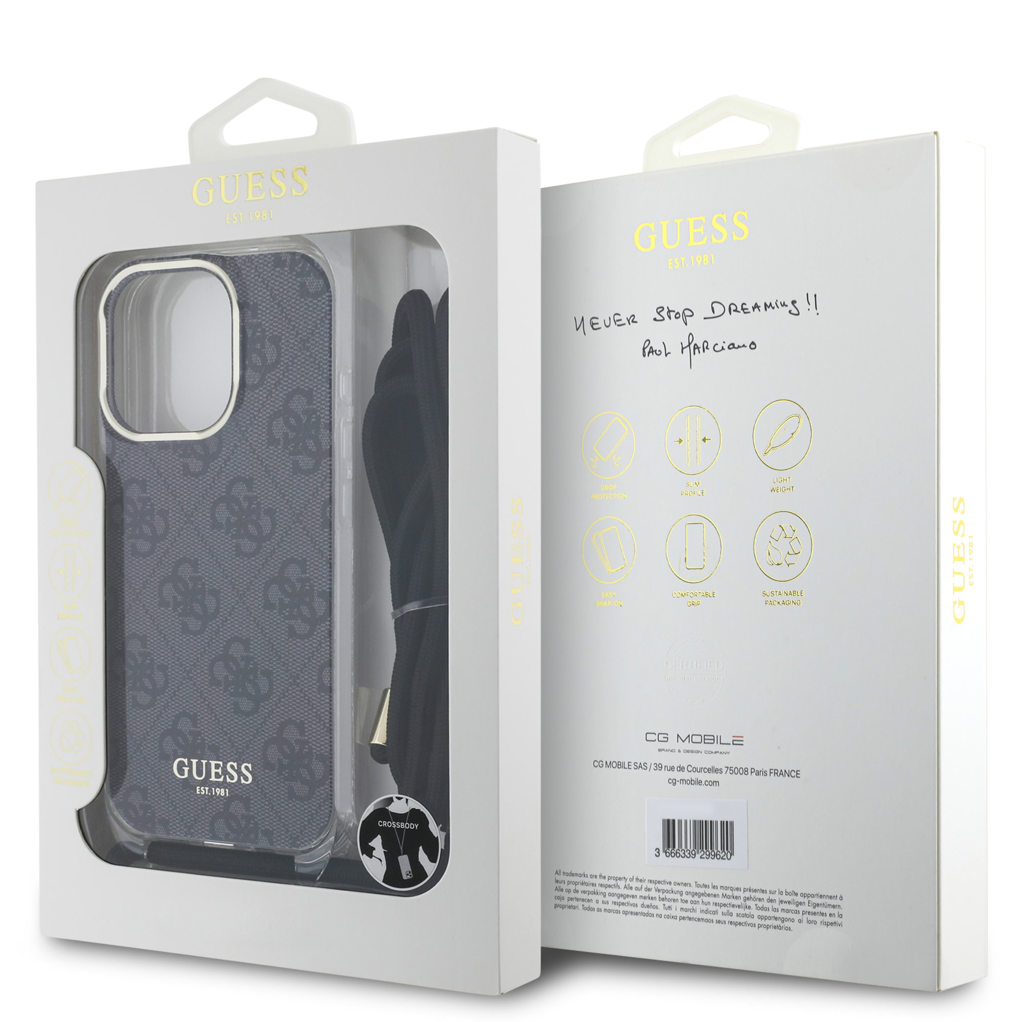 Guess Guess iPhone 16 Pro Max Backcover hoesje Crossbody cord 4G - Zwart, foto 5 van 5