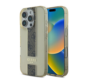 Guess Guess iPhone 16 Pro Max Back cover case - IML 4G stripes - Brown Guess Guess iPhone 16 Pro Max Back cover case - IML 4G stripes - Brown