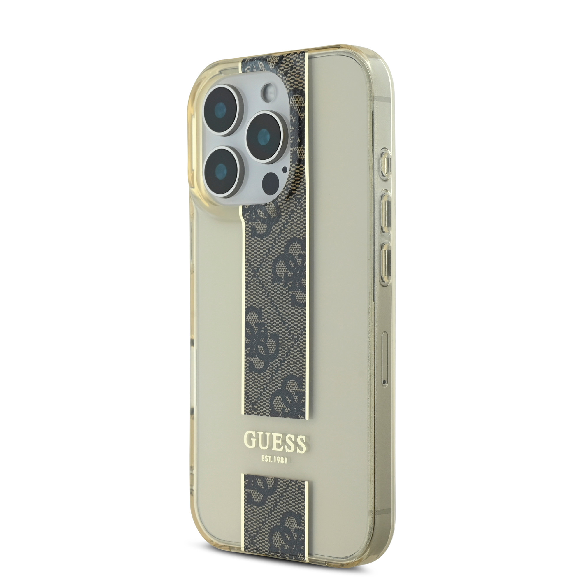 Guess Guess iPhone 16 Pro Max Backcover hoesje IML 4G stripes - Bruin, foto 2 van 6