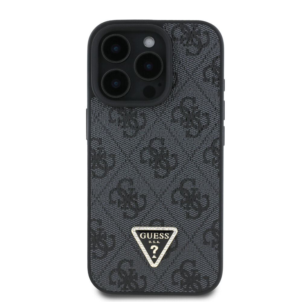 Guess Guess iPhone 16 Pro Max Backcover hoesje PU Leather Metal Logo Crossbody - Zwart Guess Guess iPhone 16 Pro Max Backcover hoesje PU Leather Metal Logo Crossbody - Zwart