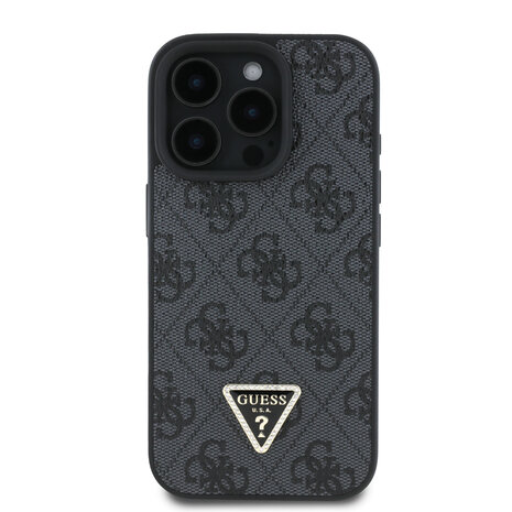 Guess Guess iPhone 16 Pro Max Backcover hoesje PU Leather Metal Logo Crossbody - Zwart Guess Guess iPhone 16 Pro Max Backcover hoesje PU Leather Metal Logo Crossbody - Zwart