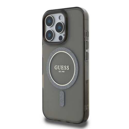 Guess Guess iPhone 16 Pro Back-Cover hul - Magsafe IML Glitter - Schwarz