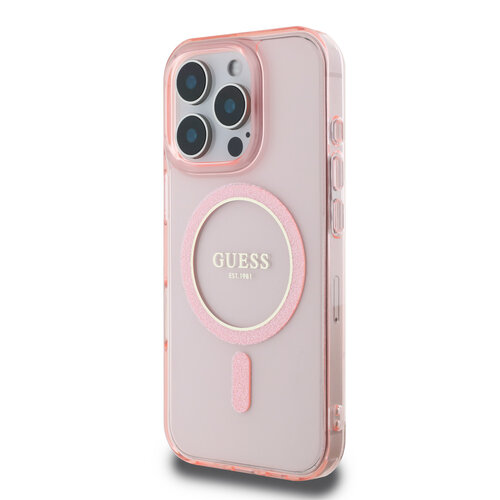 Guess Guess iPhone 16 Pro Back cover coque Magsafe IML Glitter - Rose