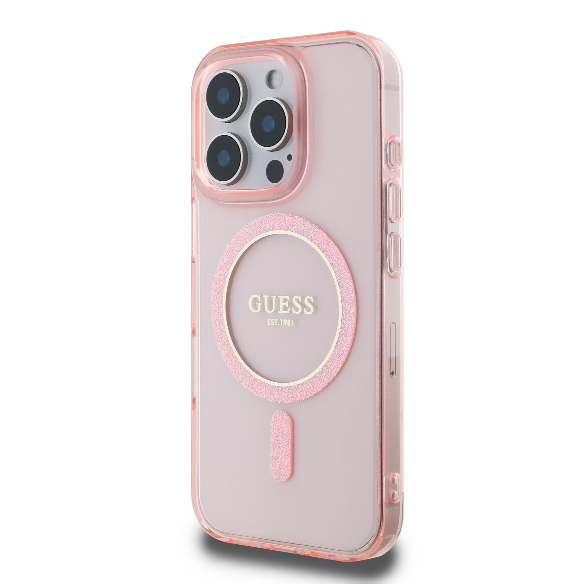 Guess Guess iPhone 16 Pro Backcover hoesje Magsafe IML Glitter - Roze, foto 2 van 6