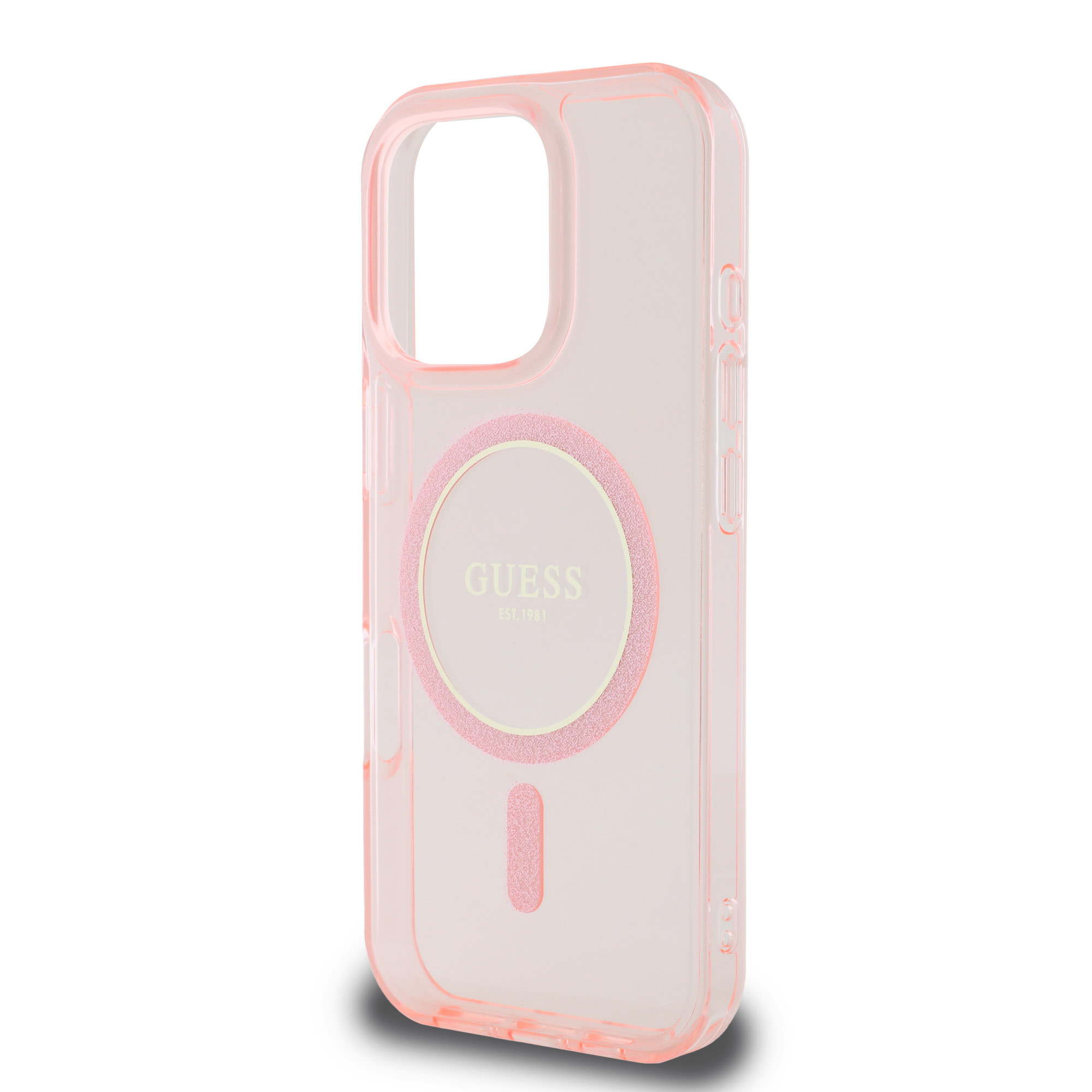 Guess Guess iPhone 16 Pro Backcover hoesje Magsafe IML Glitter - Roze, foto 5 van 6