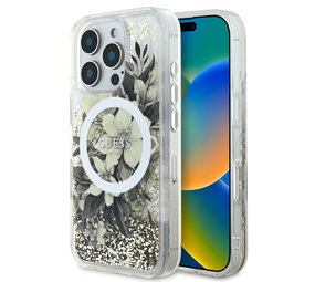 Guess Guess iPhone 16 Pro Backcover hoesje Magsafe Liquid Glitter - Beige Guess Guess iPhone 16 Pro Backcover hoesje Magsafe Liquid Glitter - Beige