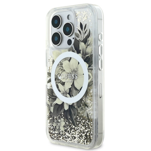 Guess Guess iPhone 16 Pro Back cover case - Magsafe Liquid Glitter - Beige