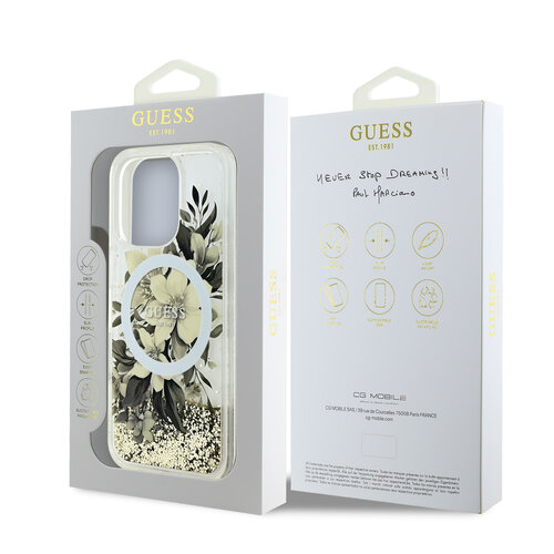 Guess Guess iPhone 16 Pro Back cover case - Magsafe Liquid Glitter - Beige