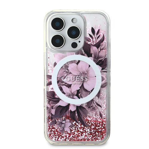 Guess Guess iPhone 16 Pro Back-Cover hul - Magsafe Liquid Glitter - Rosa