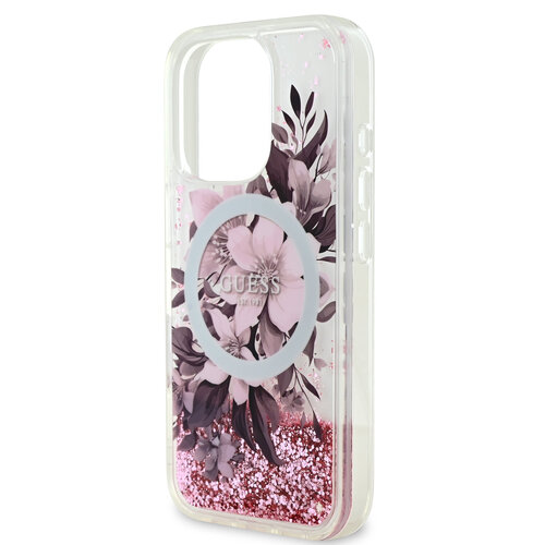 Guess Guess iPhone 16 Pro Back cover case - Magsafe Liquid Glitter - Pink