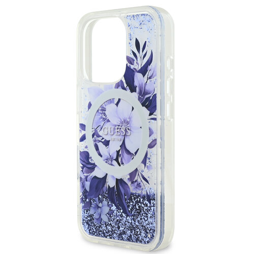 Guess Guess iPhone 16 Pro Backcover hoesje Magsafe Liquid Glitter - Paars