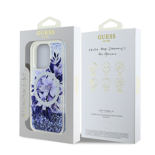 Guess Guess iPhone 16 Pro Back-Cover hul - Magsafe Liquid Glitter - Lila