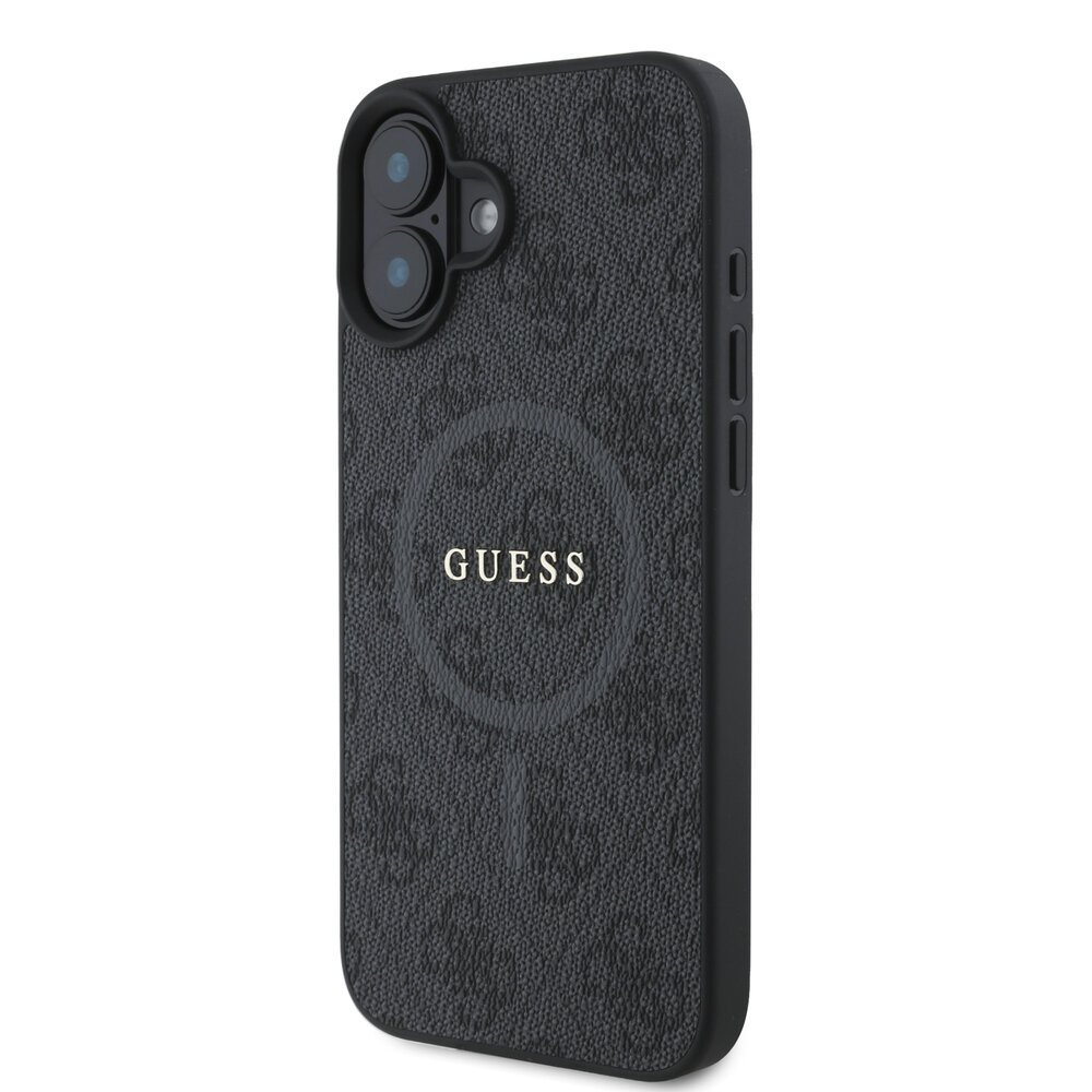 Guess Guess iPhone 16 Back-Cover hul - Magsafe PU Leather - 4G Ring - Schwarz Guess Guess iPhone 16 Back-Cover hul - Magsafe PU Leather - 4G Ring - Schwarz