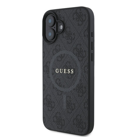 Guess Guess iPhone 16 Back-Cover hul - Magsafe PU Leather - 4G Ring - Schwarz Guess Guess iPhone 16 Back-Cover hul - Magsafe PU Leather - 4G Ring - Schwarz