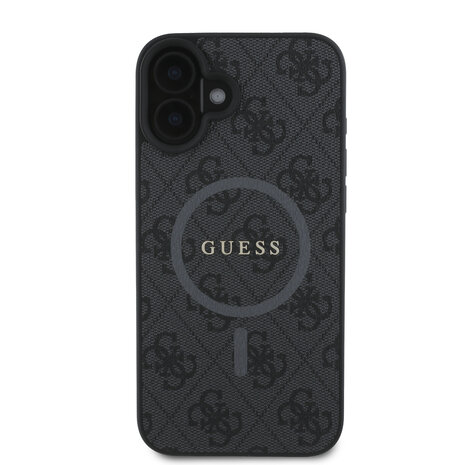 Guess Guess iPhone 16 Back-Cover hul - Magsafe PU Leather - 4G Ring - Schwarz Guess Guess iPhone 16 Back-Cover hul - Magsafe PU Leather - 4G Ring - Schwarz