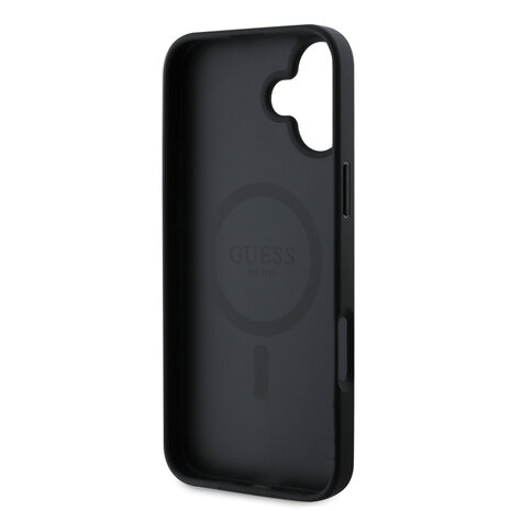 Guess Guess iPhone 16 Back-Cover hul - Magsafe PU Leather - 4G Ring - Schwarz Guess Guess iPhone 16 Back-Cover hul - Magsafe PU Leather - 4G Ring - Schwarz
