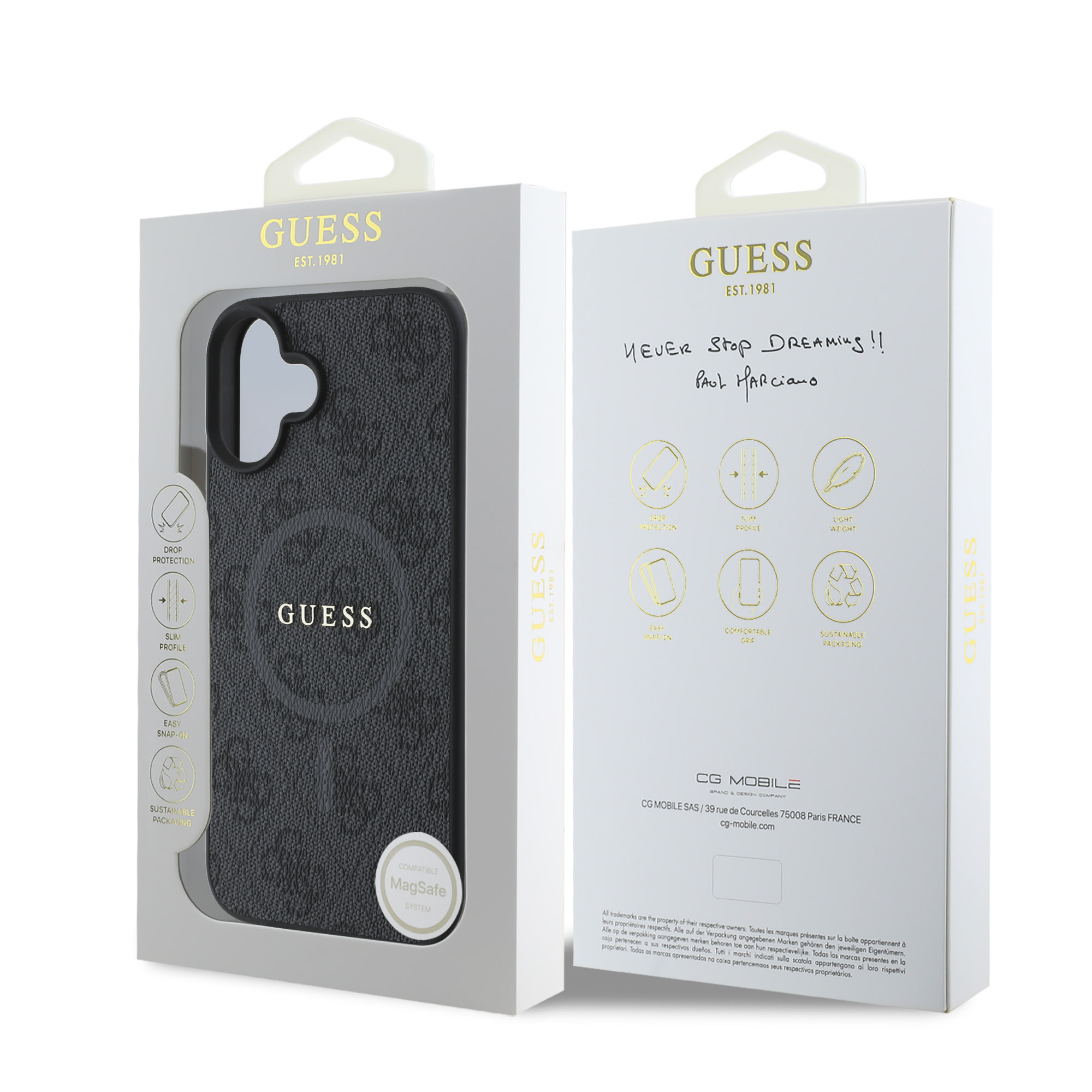 Guess Guess iPhone 16 Backcover hoesje - Magsafe PU Leather - 4G Ring - Zwart, foto 6 van 6