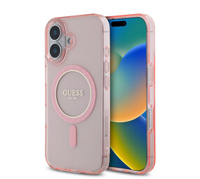Guess Guess iPhone 16 Back-Cover hul - Magsafe IML Glitter - Rosa Guess Guess iPhone 16 Back-Cover hul - Magsafe IML Glitter - Rosa