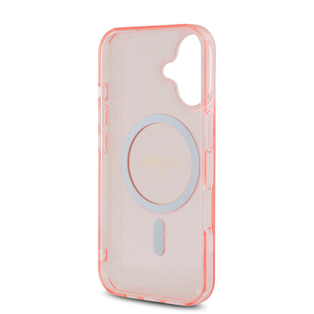 Guess Guess iPhone 16 Back-Cover hul - Magsafe IML Glitter - Rosa Guess Guess iPhone 16 Back-Cover hul - Magsafe IML Glitter - Rosa