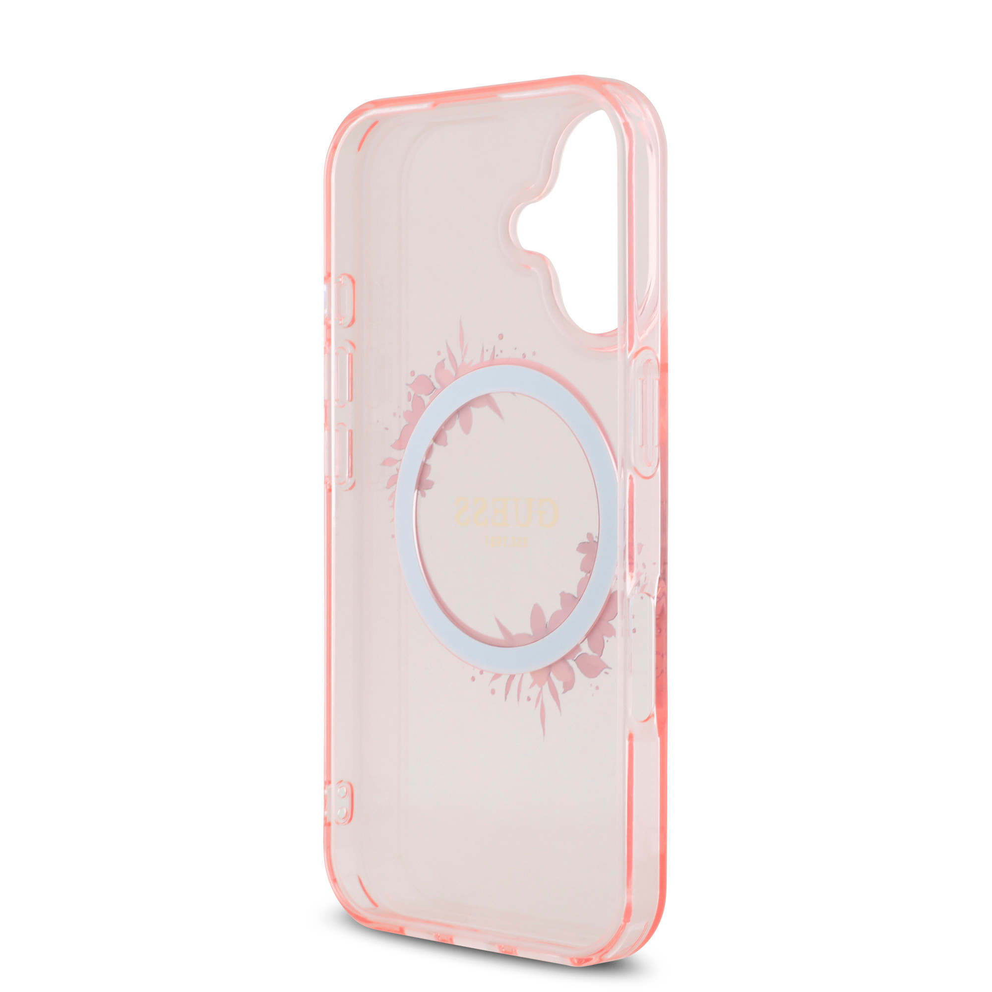 Guess Guess iPhone 16 Backcover hoesje Magsafe IML Flowers - Roze, foto 5 van 6