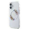Guess Guess iPhone 16 Back cover case - Magsafe IML Flowers - Transparent