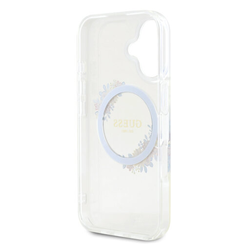 Guess Guess iPhone 16 Back cover case - Magsafe IML Flowers - Transparent