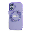 Guess Guess iPhone 16 Backcover hoesje Magsafe IML Flowers - Paars