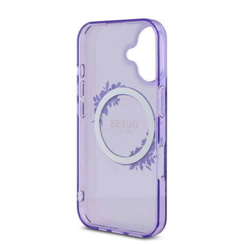 Guess Guess iPhone 16 Back cover case - Magsafe IML Flowers - Purple