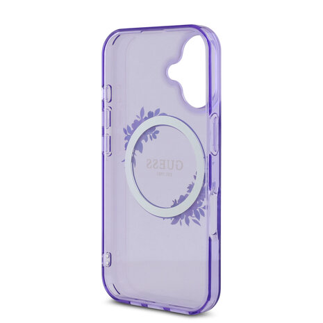 Guess Guess iPhone 16 Back cover case - Magsafe IML Flowers - Purple Guess Guess iPhone 16 Back cover case - Magsafe IML Flowers - Purple