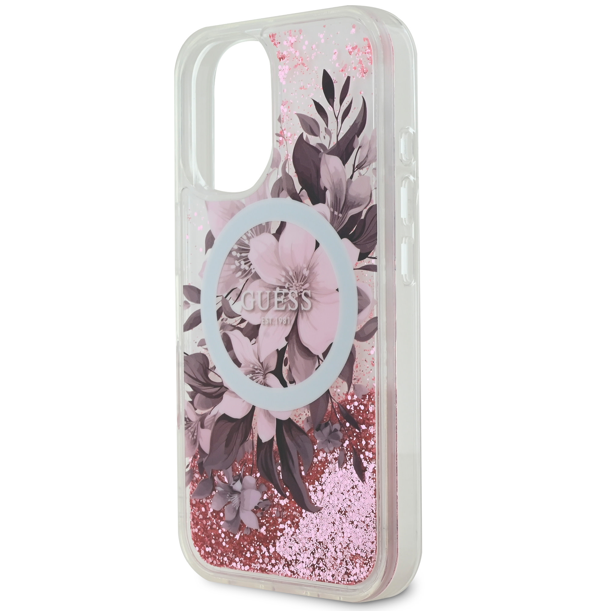 Guess Guess iPhone 16 Backcover hoesje Magsafe Liquid Glitter - Roze, foto 4 van 6