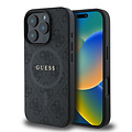 Guess Guess iPhone 16 Pro Max Back cover coque - Magsafe PU Leather - 4G Ring - Noir