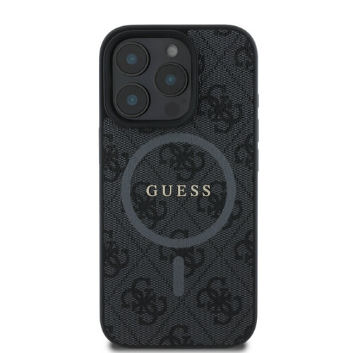 Guess Guess iPhone 16 Pro Max Back-Cover hul - Magsafe PU Leather - 4G Ring - Schwarz
