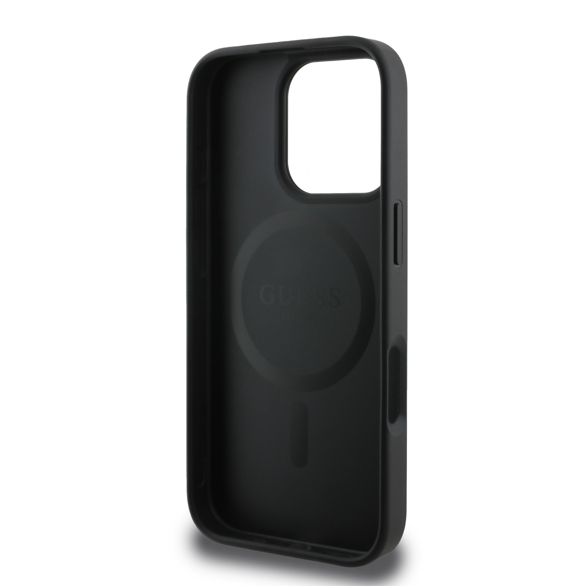 Guess Guess iPhone 16 Pro Max Backcover hoesje - Magsafe PU Leather - 4G Ring - Zwart, foto 5 van 6
