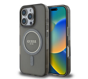 Guess Guess iPhone 16 Pro Max Back-Cover hul - Magsafe IML Glitter - Schwarz Guess Guess iPhone 16 Pro Max Back-Cover hul - Magsafe IML Glitter - Schwarz