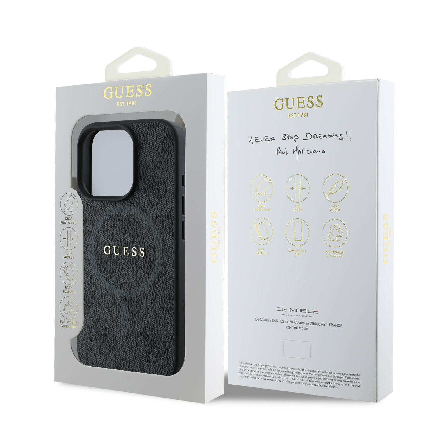 Guess Guess iPhone 16 Pro Max Backcover hoesje - Magsafe PU Leather - 4G Ring - Zwart, foto 6 van 6