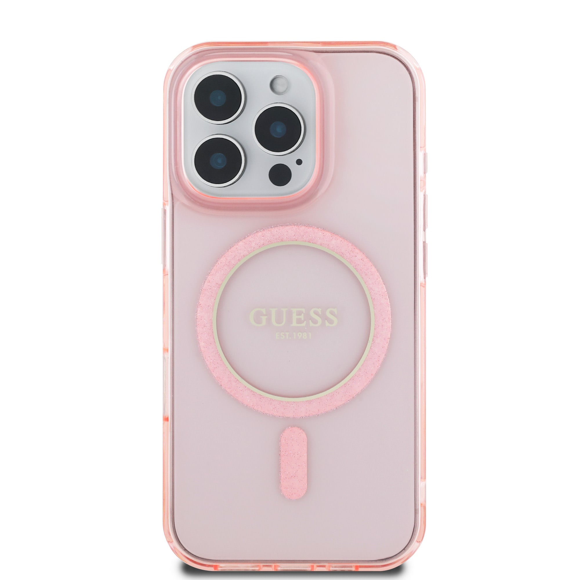 Guess Guess iPhone 16 Pro Max Backcover hoesje Magsafe IML Glitter - Roze, foto 3 van 6