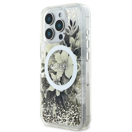 Guess Guess iPhone 16 Pro Max Back-Cover hul - Magsafe Liquid Glitter - Beige Guess Guess iPhone 16 Pro Max Back-Cover hul - Magsafe Liquid Glitter - Beige