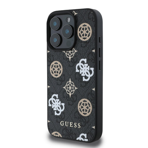 Guess Guess iPhone 16 Pro Max Backcover hoesje Magsafe - Peony on 4G - Zwart