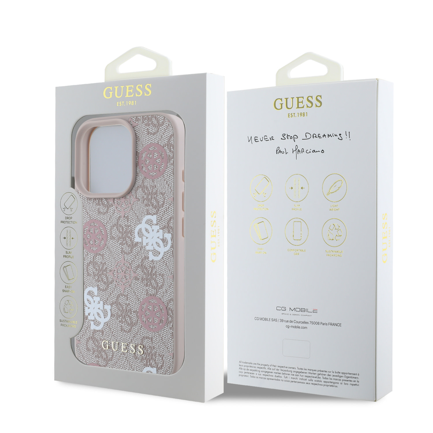 Guess Guess iPhone 16 Pro Max Backcover hoesje Magsafe - Peony on 4G - Roze, foto 6 van 6