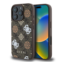 Guess iPhone 16 Pro Max Back cover case - Magsafe - Peony on 4G - Brown