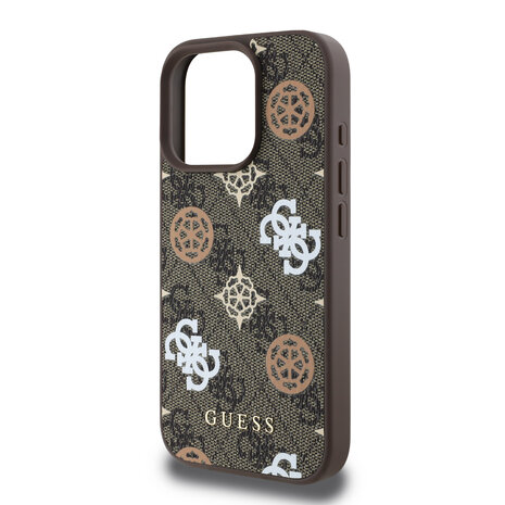 Guess Guess iPhone 16 Pro Max Back-Cover hul - Magsafe - Peony on 4G - Braun Guess Guess iPhone 16 Pro Max Back-Cover hul - Magsafe - Peony on 4G - Braun