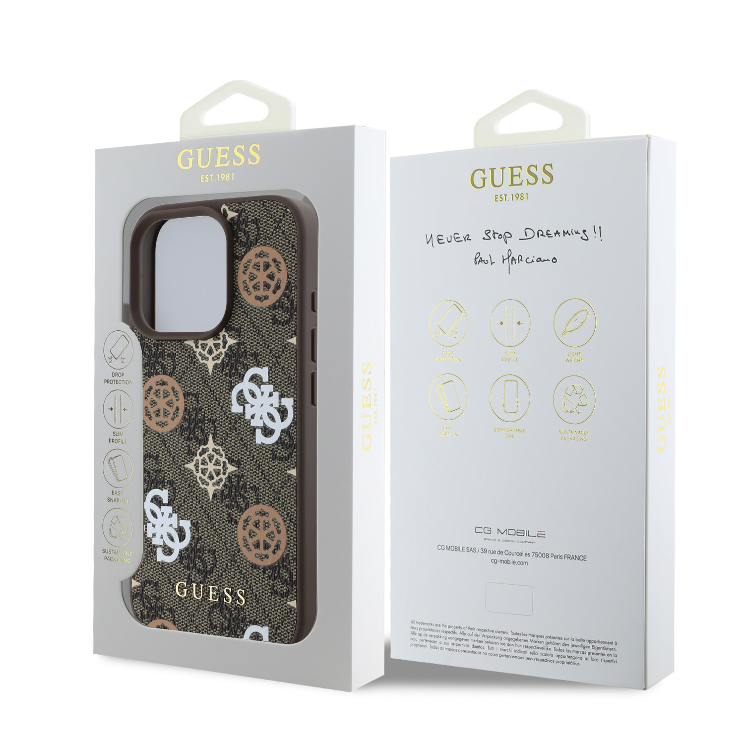 Guess Guess iPhone 16 Pro Max Backcover hoesje Magsafe - Peony on 4G - Bruin, foto 6 van 6