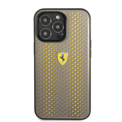 Ferrari Ferrari iPhone 14 Pro Back-Cover hul - Leather Perfo - Gelb Ferrari Ferrari iPhone 14 Pro Back-Cover hul - Leather Perfo - Gelb
