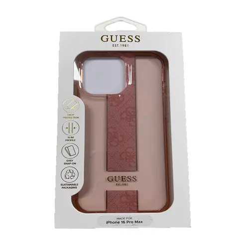 Guess Guess iPhone 16 Pro Back cover case - IML 4G Stripe - Pink