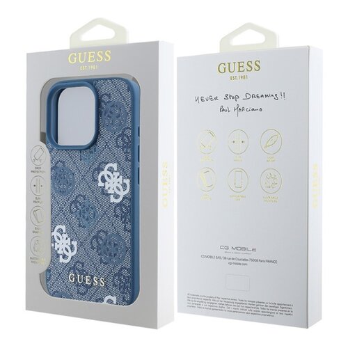 Guess Guess iPhone 16 Pro Back cover coque Magsafe - Peony on 4G - Bleu